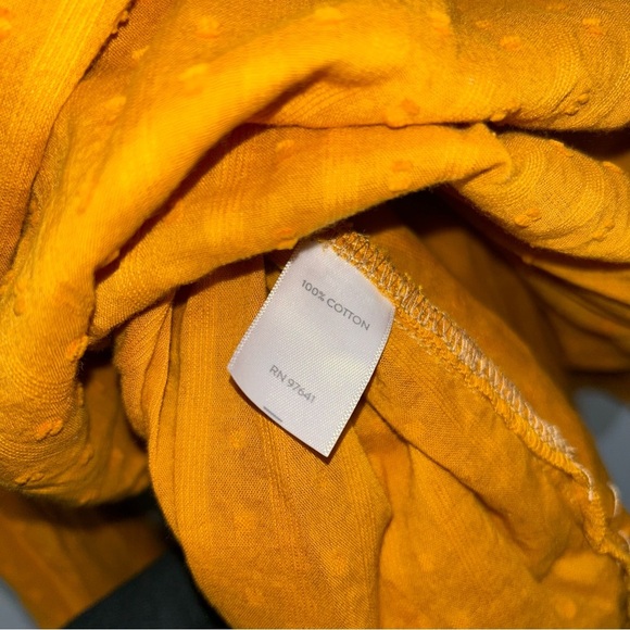 J. Jill Golden Swiss Dot Pleated Textured Peasant Popover Blouse - Picture 6 of 6